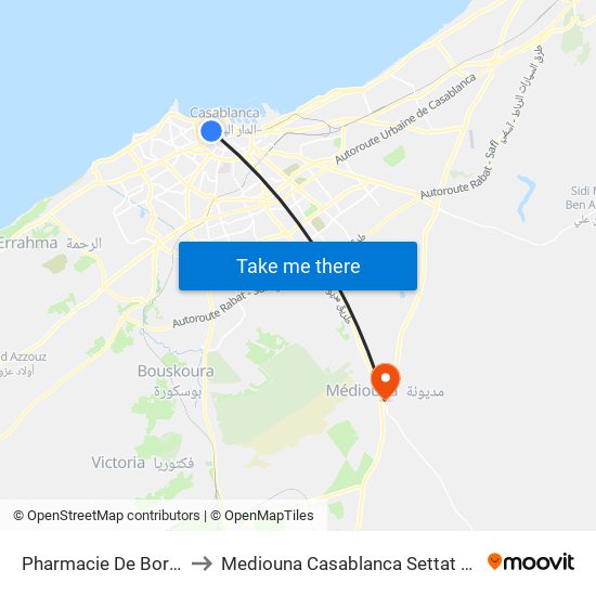 Pharmacie De Bordeaux to Mediouna Casablanca Settat Morocco map