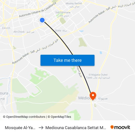 Mosquée Al-Yacout to Mediouna Casablanca Settat Morocco map