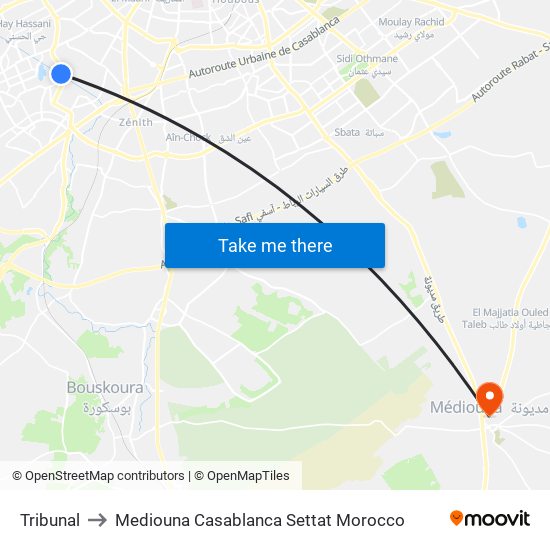 Tribunal to Mediouna Casablanca Settat Morocco map