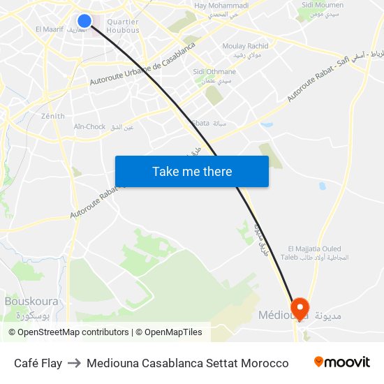 Café Flay to Mediouna Casablanca Settat Morocco map