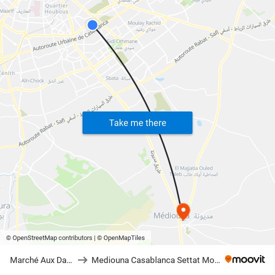 Marché Aux Dattes to Mediouna Casablanca Settat Morocco map