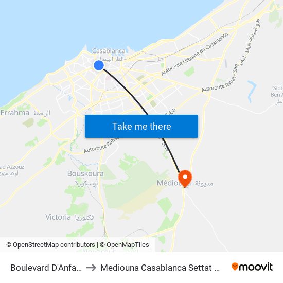 Boulevard D'Anfa, 112 to Mediouna Casablanca Settat Morocco map
