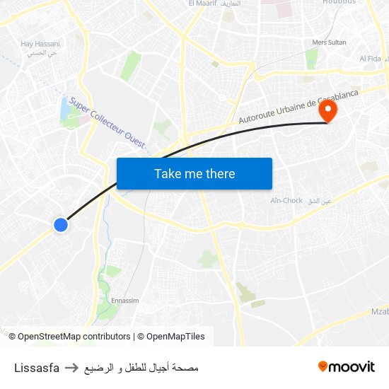 Lissasfa to مصحة أجيال للطفل و الرضيع map