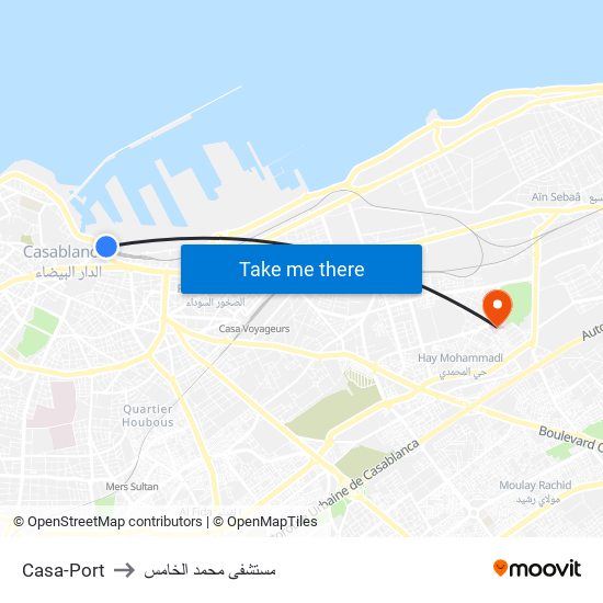 Casa-Port to مستشفى محمد الخامس map