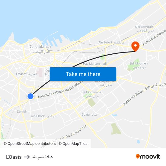 L'Oasis to عيادة بسم الله map