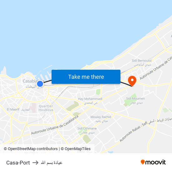 Casa-Port to عيادة بسم الله map