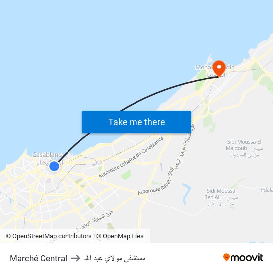 Marché Central to مستشفى مولاي عبد الله map