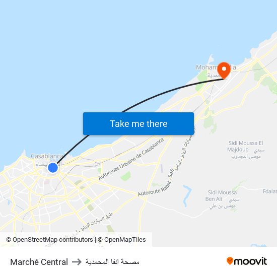 Marché Central to مصحة انفا المحمدية map