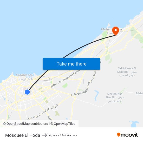 Mosquée El Hoda to مصحة انفا المحمدية map