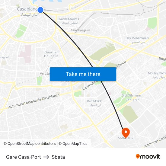 Gare Casa-Port to Sbata map