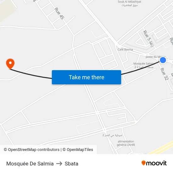 Mosquée De Salmia to Sbata map