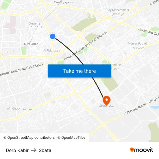 Derb Kabir to Sbata map