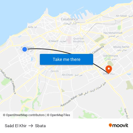 Saâd El Khir to Sbata map