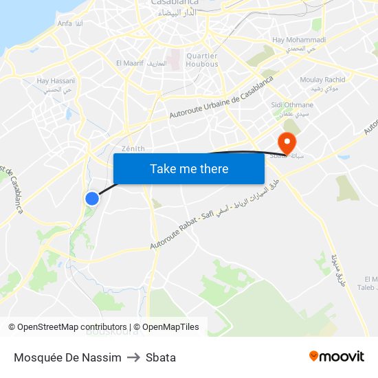 Mosquée De Nassim to Sbata map