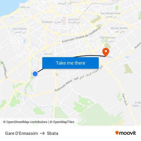 Gare D'Ennassim to Sbata map