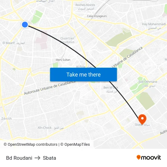 Bd Roudani to Sbata map