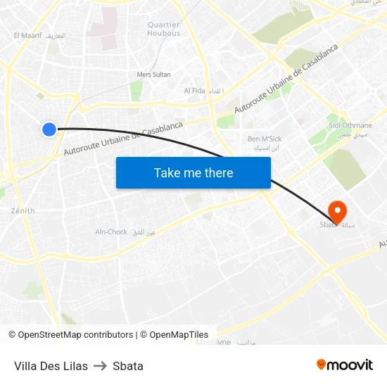 Villa Des Lilas to Sbata map