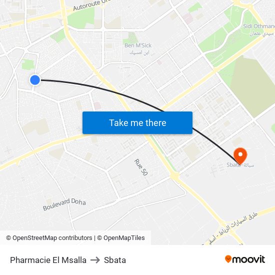 Pharmacie El Msalla to Sbata map