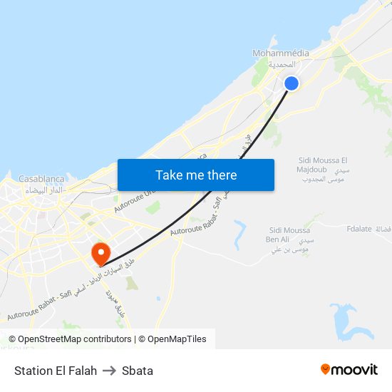Station El Falah to Sbata map