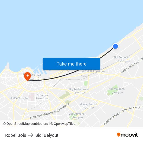 Robel Bois to Sidi Belyout map