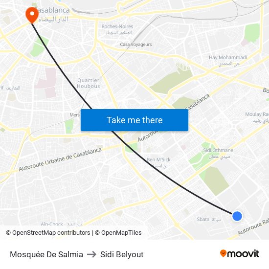 Mosquée De Salmia to Sidi Belyout map
