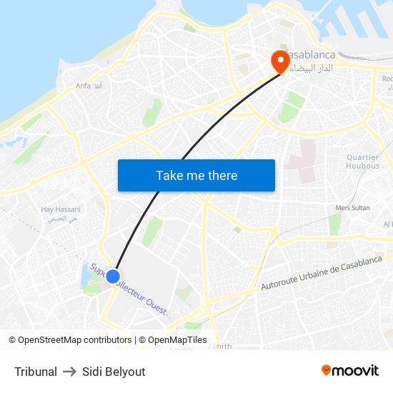 Tribunal to Sidi Belyout map