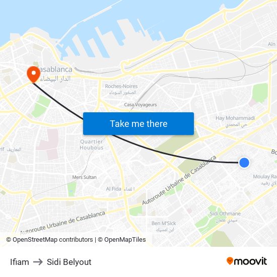 Ifiam to Sidi Belyout map