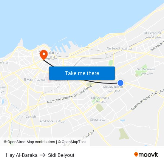Hay Al-Baraka to Sidi Belyout map