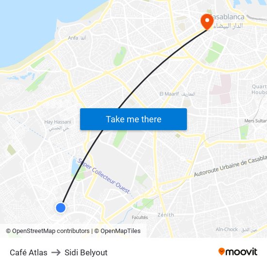 Café Atlas to Sidi Belyout map