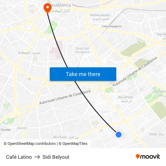 Café Latino to Sidi Belyout map
