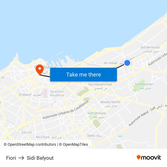 Fiori to Sidi Belyout map
