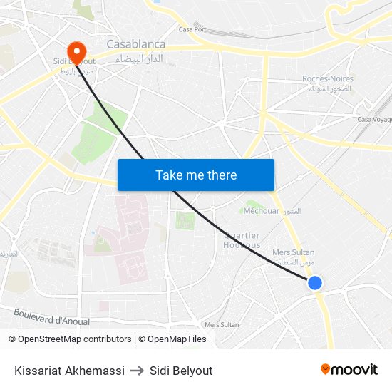 Kissariat Akhemassi to Sidi Belyout map