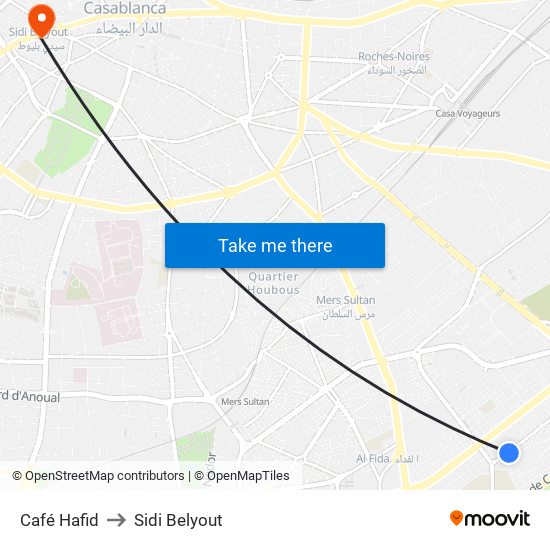 Café Hafid to Sidi Belyout map