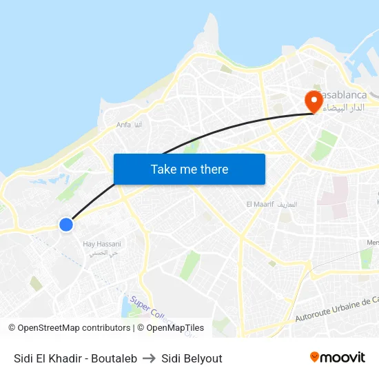 Sidi El Khadir - Boutaleb to Sidi Belyout map