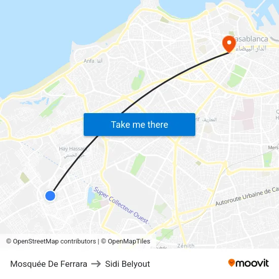 Mosquée De Ferrara to Sidi Belyout map