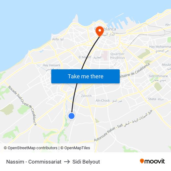 Nassim - Commissariat to Sidi Belyout map