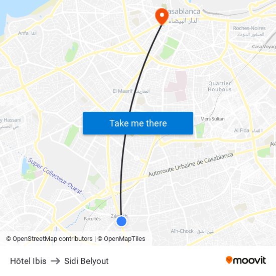 Hôtel Ibis to Sidi Belyout map