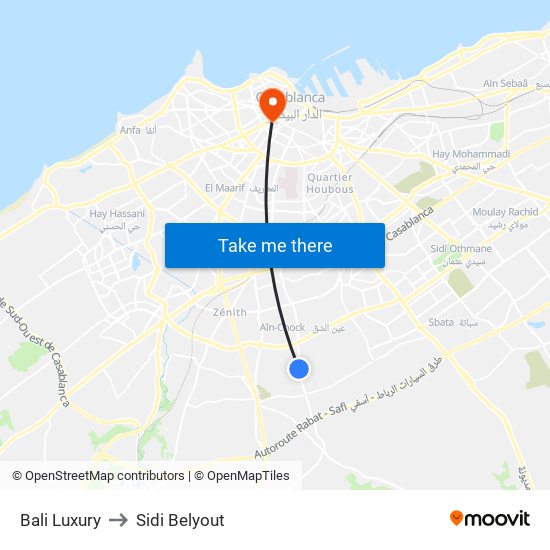 Bali Luxury to Sidi Belyout map