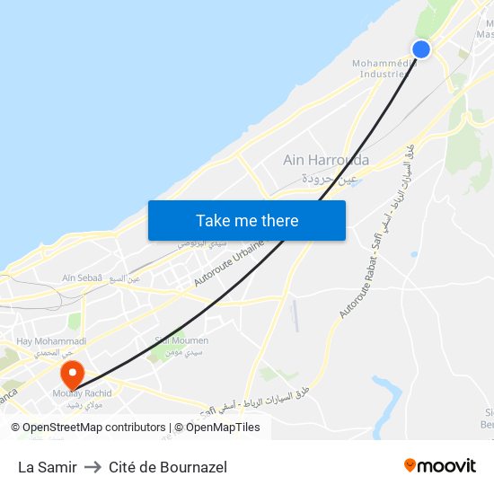 La Samir to Cité de Bournazel map