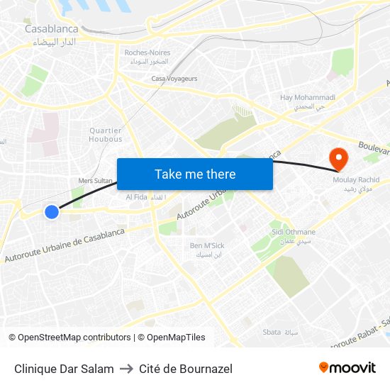 Clinique Dar Salam to Cité de Bournazel map