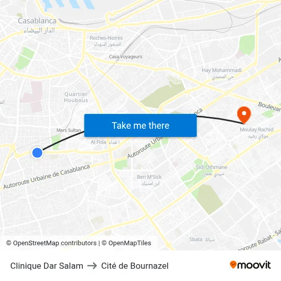 Clinique Dar Salam to Cité de Bournazel map