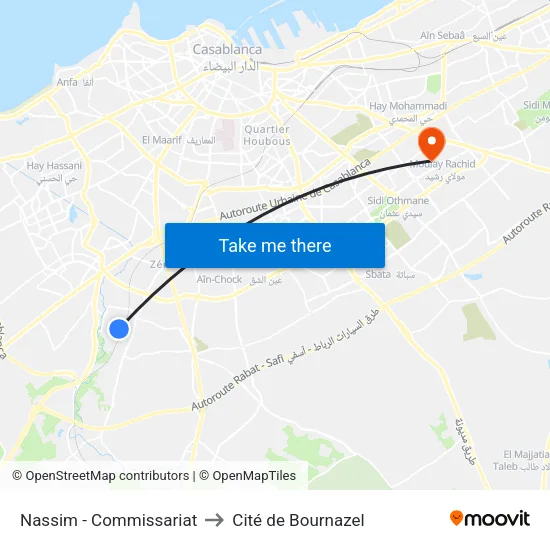 Nassim - Commissariat to Cité de Bournazel map