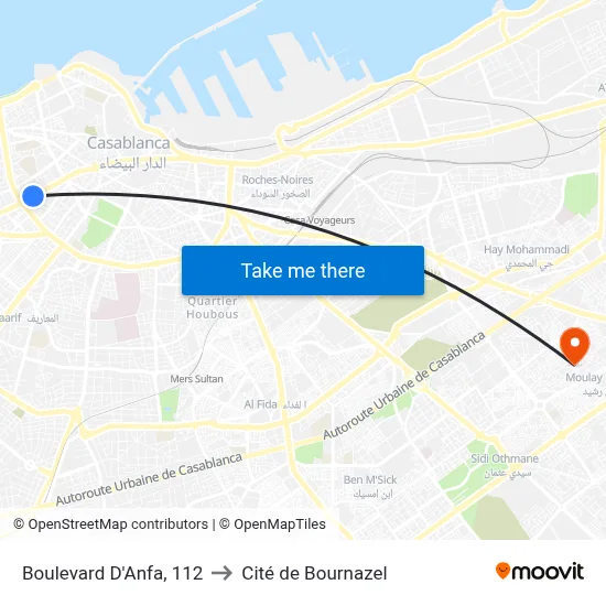 Boulevard D'Anfa, 112 to Cité de Bournazel map
