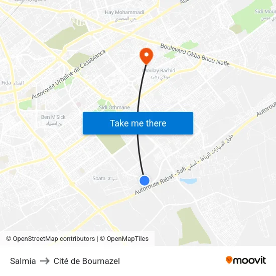 Salmia to Cité de Bournazel map
