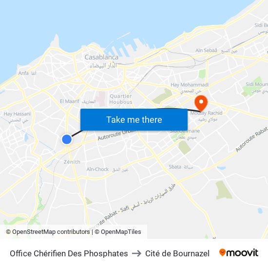 Office Chérifien Des Phosphates to Cité de Bournazel map