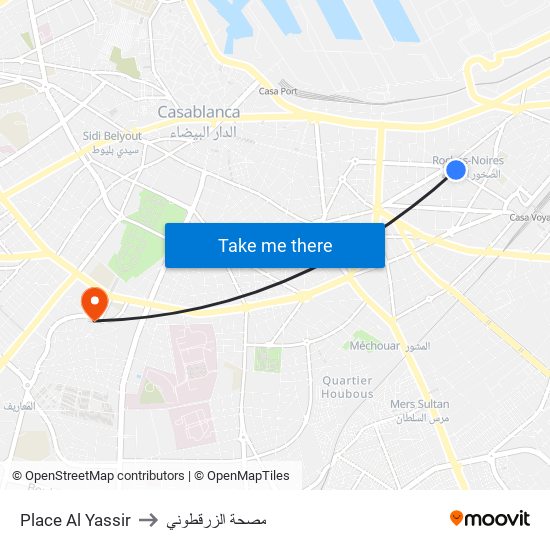 Place Al Yassir to مصحة الزرقطوني map