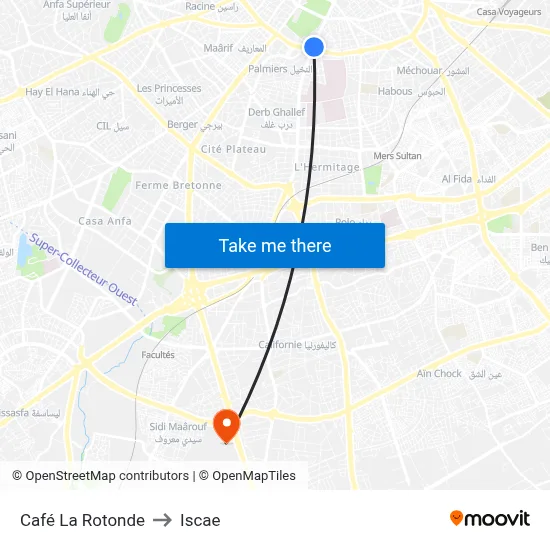 La Rotonde Cafe to ISCAE map