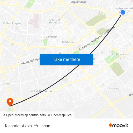 Kissariat Aziza to Iscae map