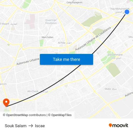 Souk Salam to Iscae map