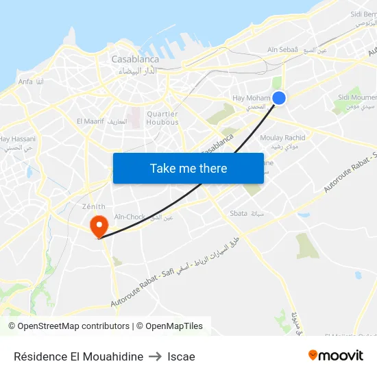 Résidence El Mouahidine to Iscae map